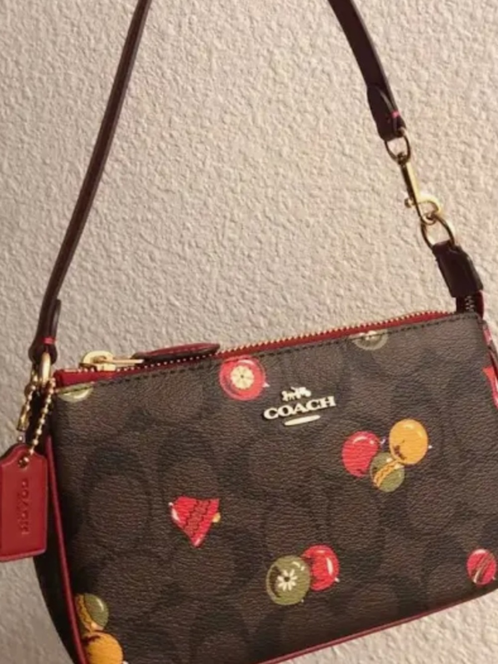 NWT Coach NOLITA 15 Brown with Ornaments Signature Print Large Wristlet Bag